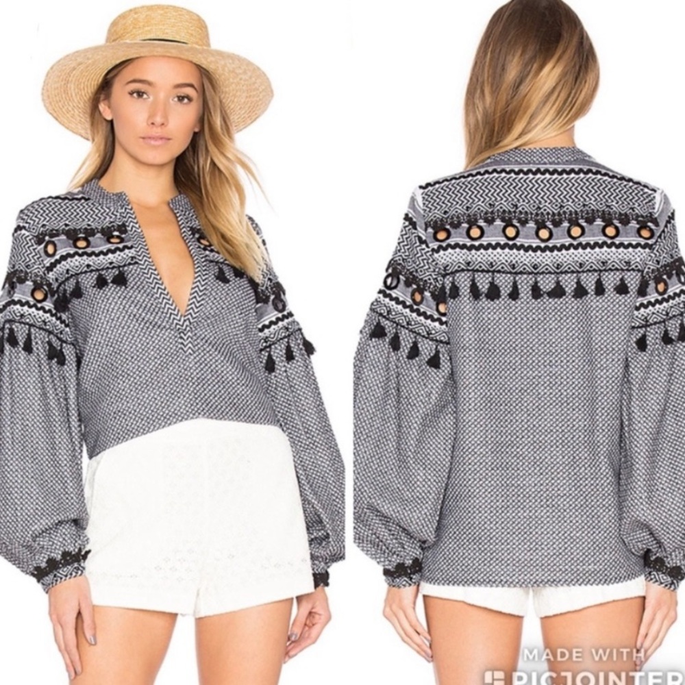 DODO BAR OR Nathaniel tassel Peasant Blouse